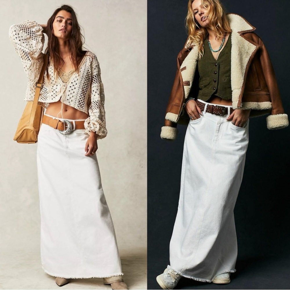 NWT FREE PEOPLE come as you are white maxi skirt size 0
